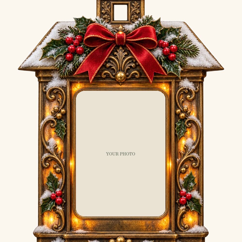 Christmas Eve Lantern — Personalized Photo Ornament design preview with a placeholder for your photo