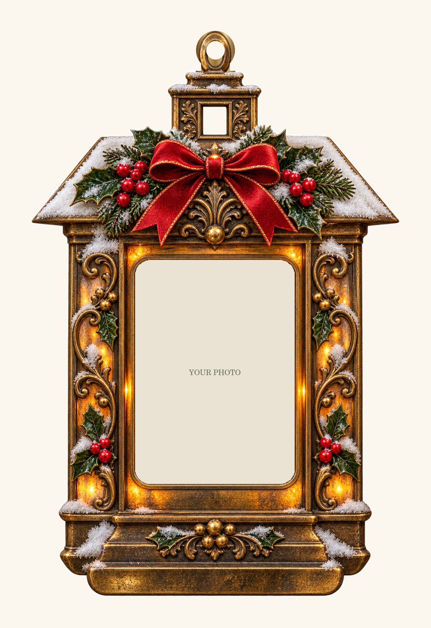 Christmas Eve Lantern — Personalized Photo Ornament design preview with a placeholder for your photo