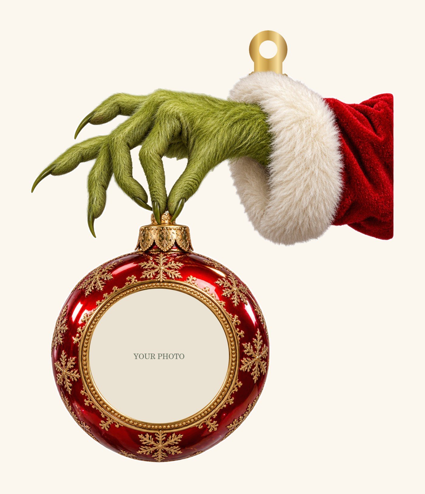 Stolen Christmas Bauble — Personalized Photo Ornament design preview with a placeholder for your photo