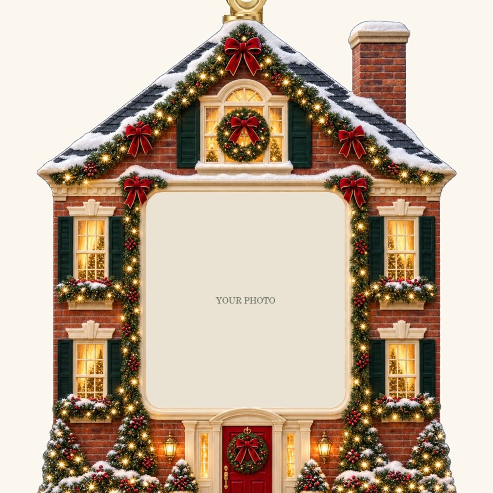 Home for Christmas — Personalized Photo Ornament design preview with a placeholder for your photo