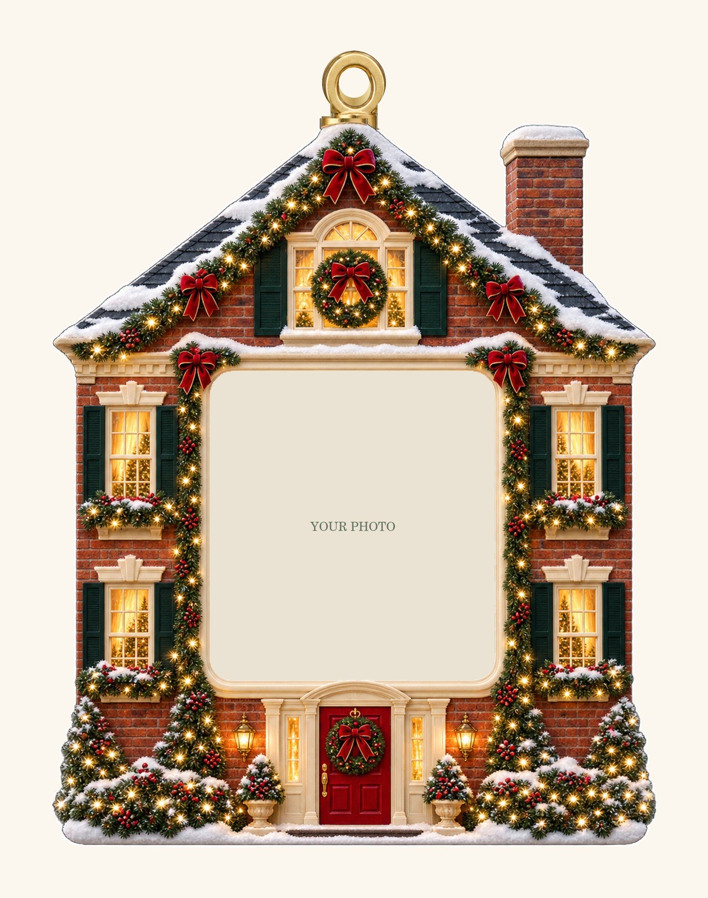 Home for Christmas — Personalized Photo Ornament design preview with a placeholder for your photo