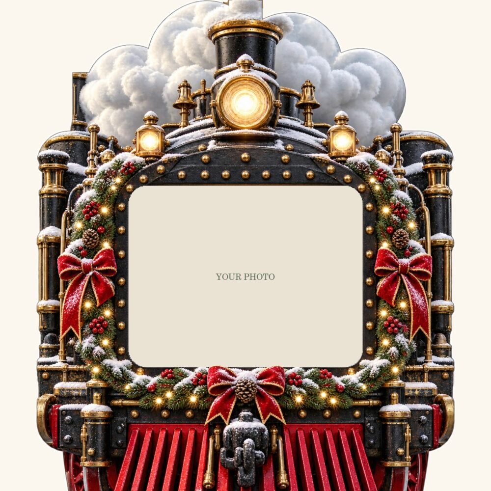 Christmas Night Express — Personalized Photo Ornament design preview with a placeholder for your photo