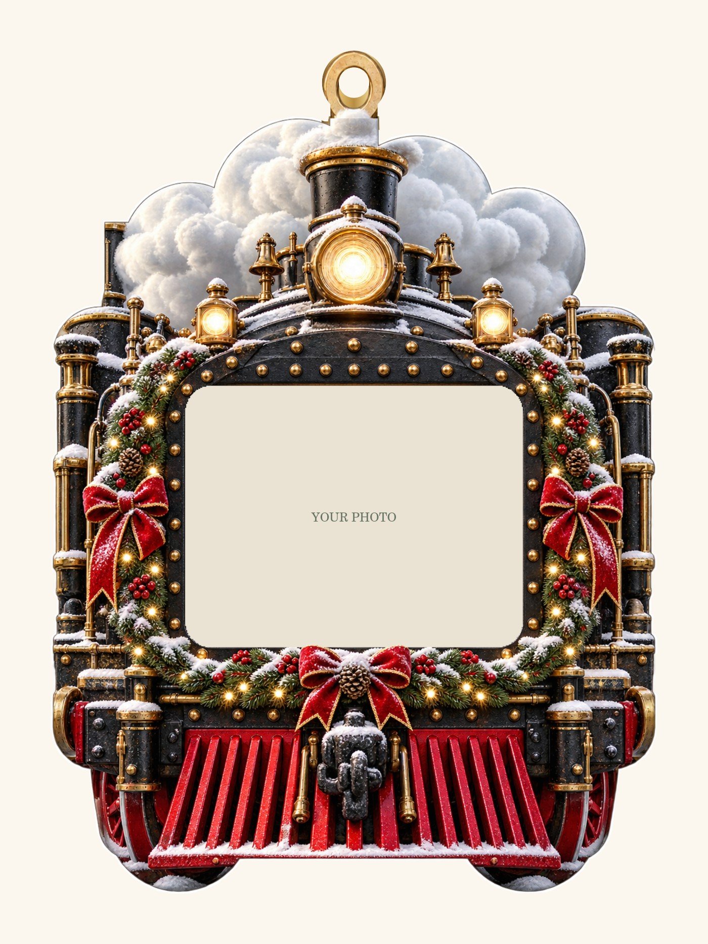 Christmas Night Express — Personalized Photo Ornament design preview with a placeholder for your photo