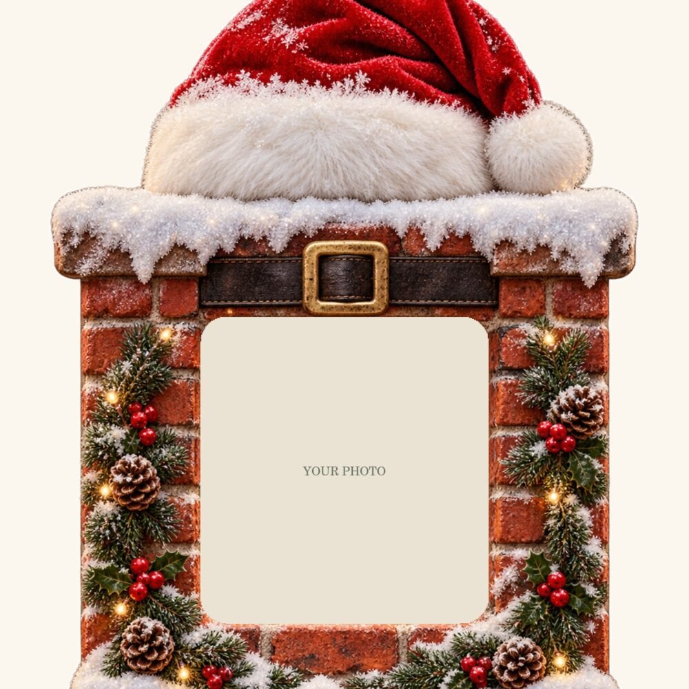 Santa’s Chimney — Personalized Photo Ornament design preview with a placeholder for your photo