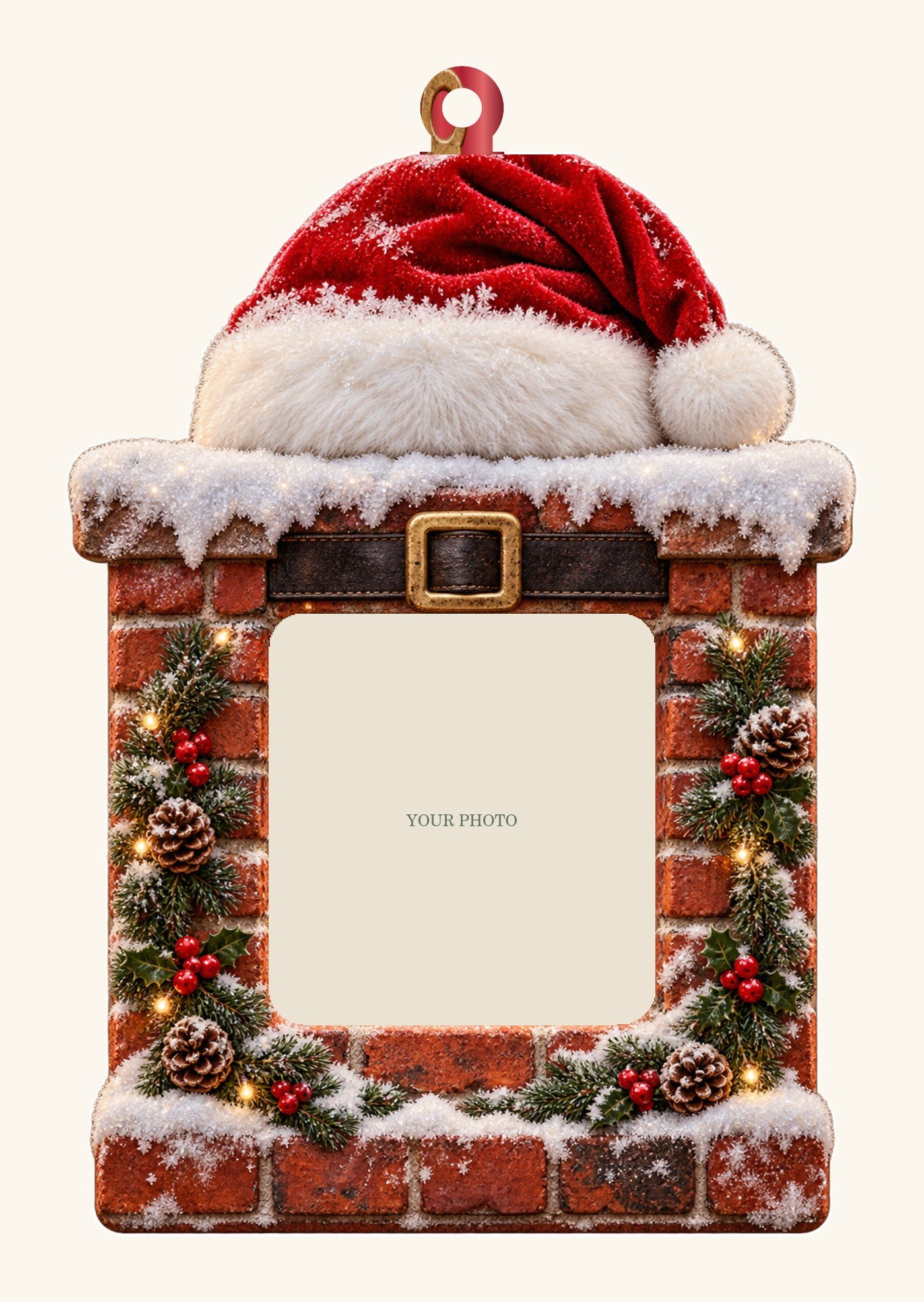 Santa’s Chimney — Personalized Photo Ornament design preview with a placeholder for your photo