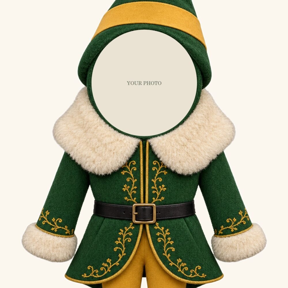 North Pole Elf — Personalized Photo Ornament design preview with a placeholder for your photo